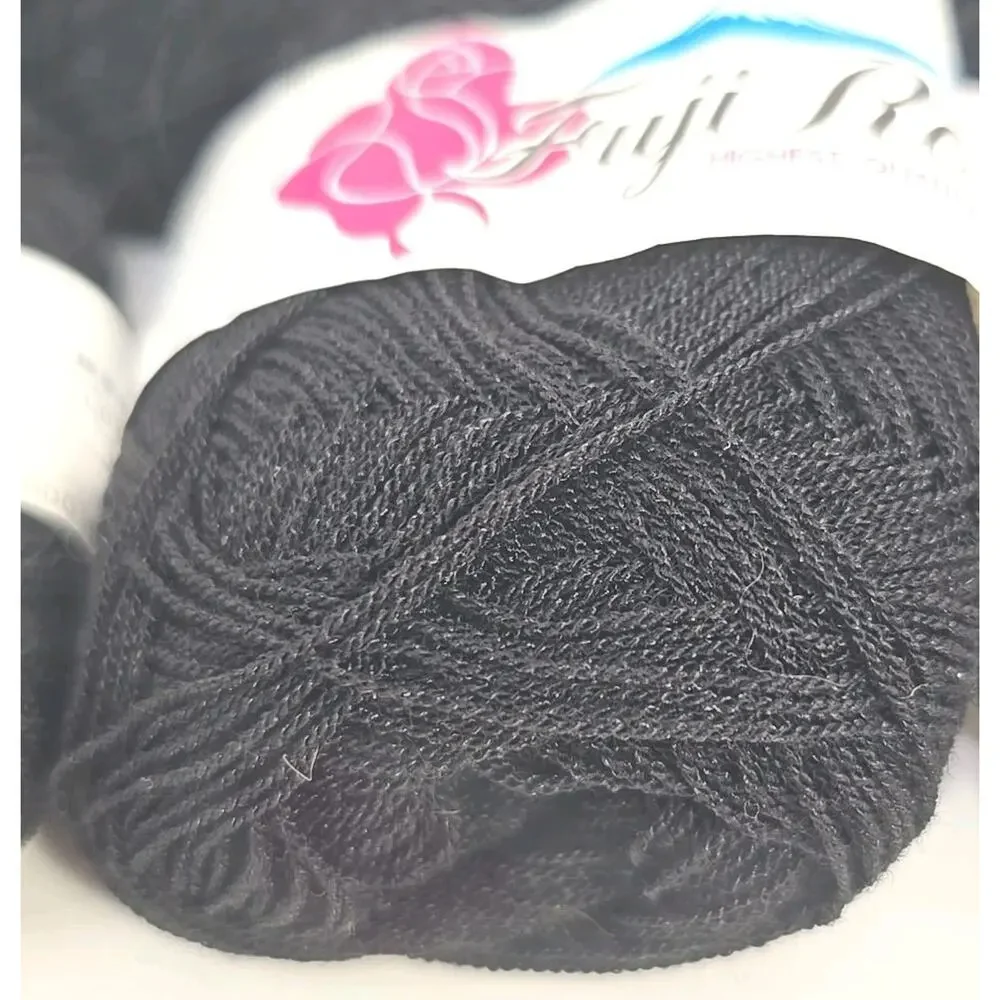 Fuji Rose Sumer Knitting Yarn Color #103 Black Lot of 12 U327